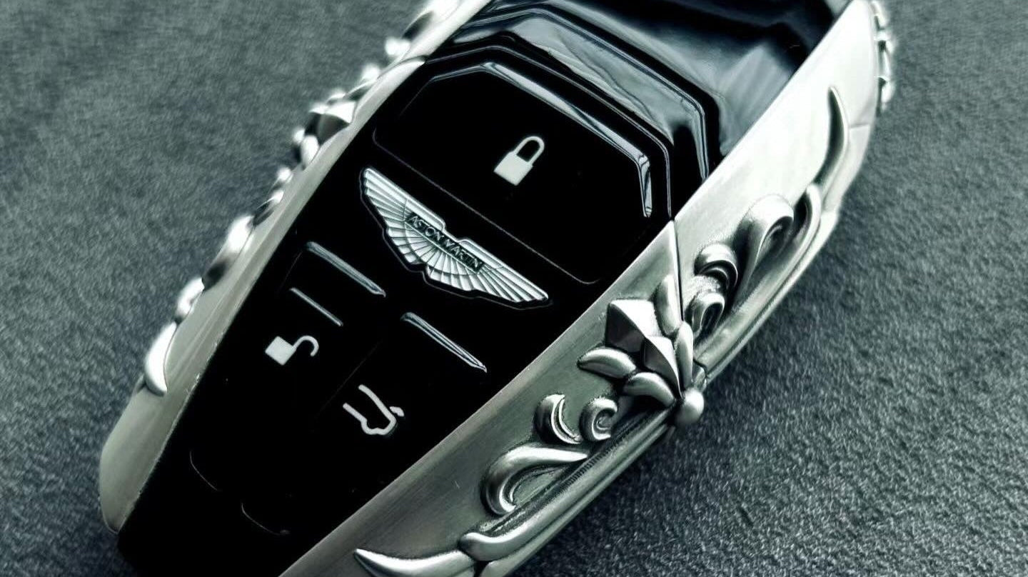 Solid 925 sterling silver car key case with hand-finished scrollwork and substantial hand-feel