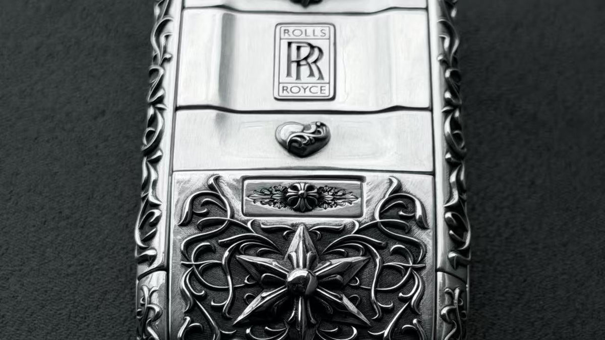 Engraved rear view of a bespoke Rolls-Royce key case used for commission planning