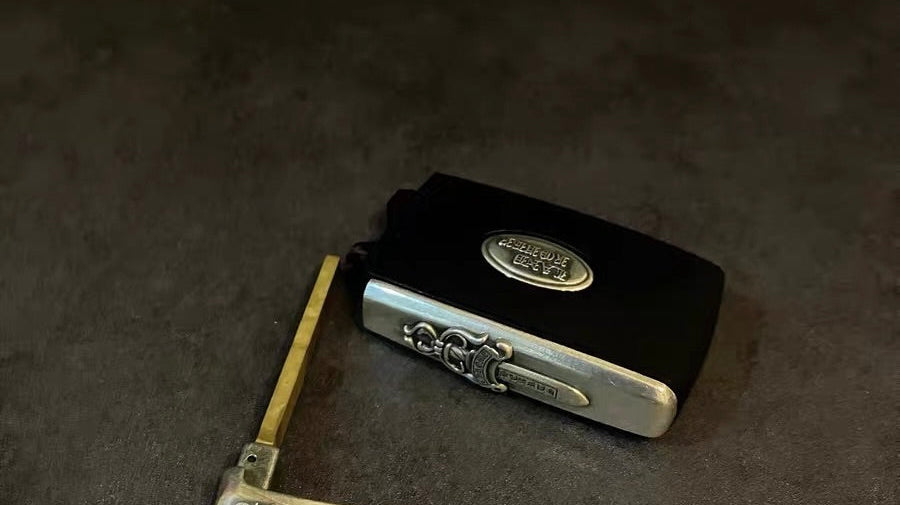 Land Rover sword style sterling silver key case presented in premium packaging with installation tools, ready for gifting