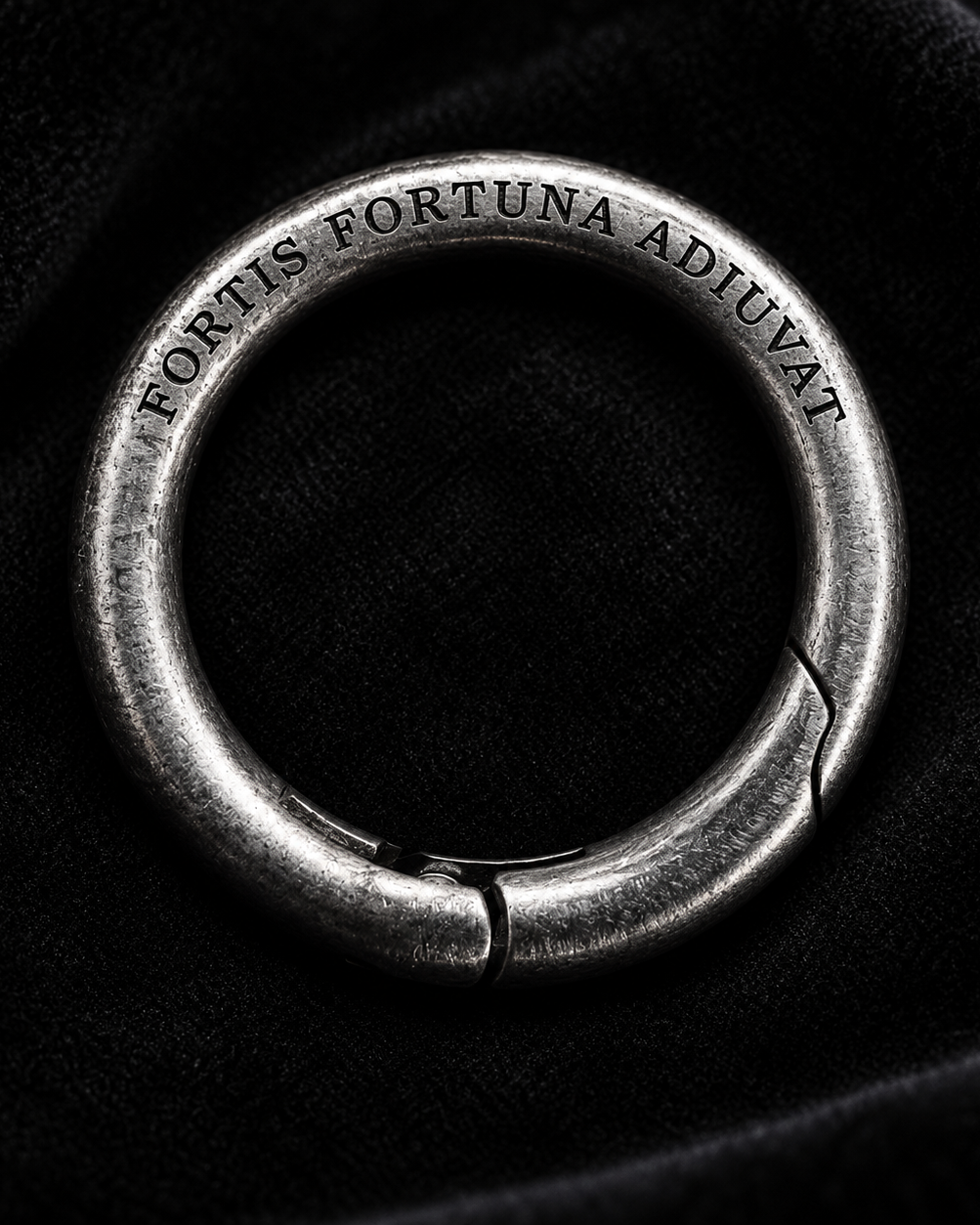Key ring showing a short phrase engraving example