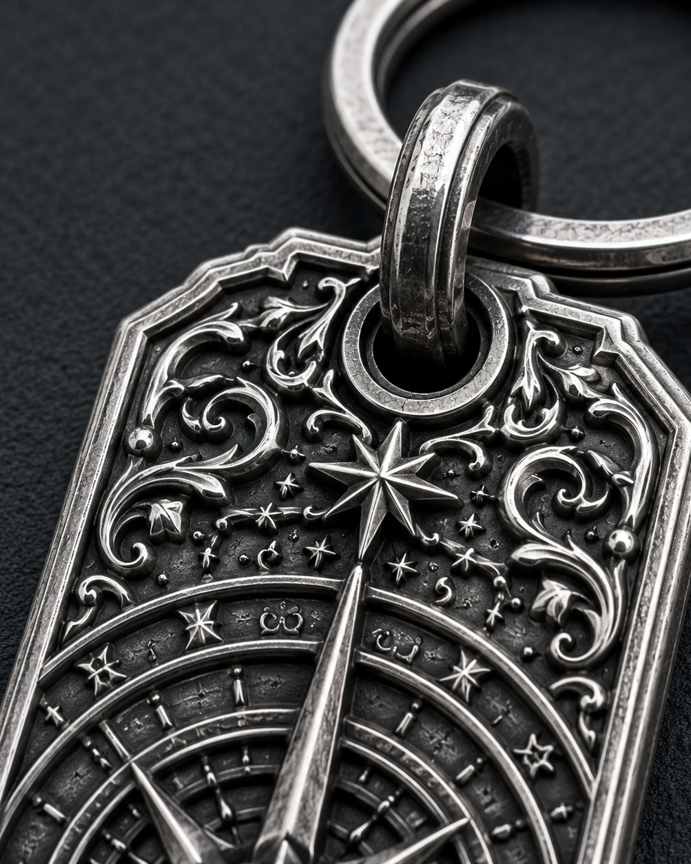 Astral Navigator Personalized Key Tag, close-up detail