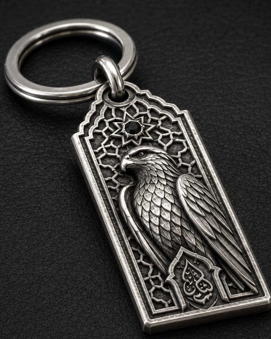 Desert Falcon Personalized Key Tag, personalized back example