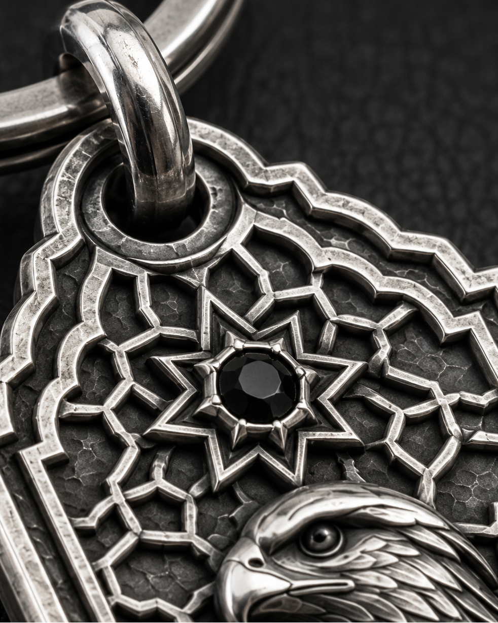 Desert Falcon Personalized Key Tag, back view