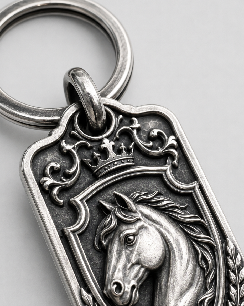 Equestrian Crest Personalized Key Tag, personalized back example