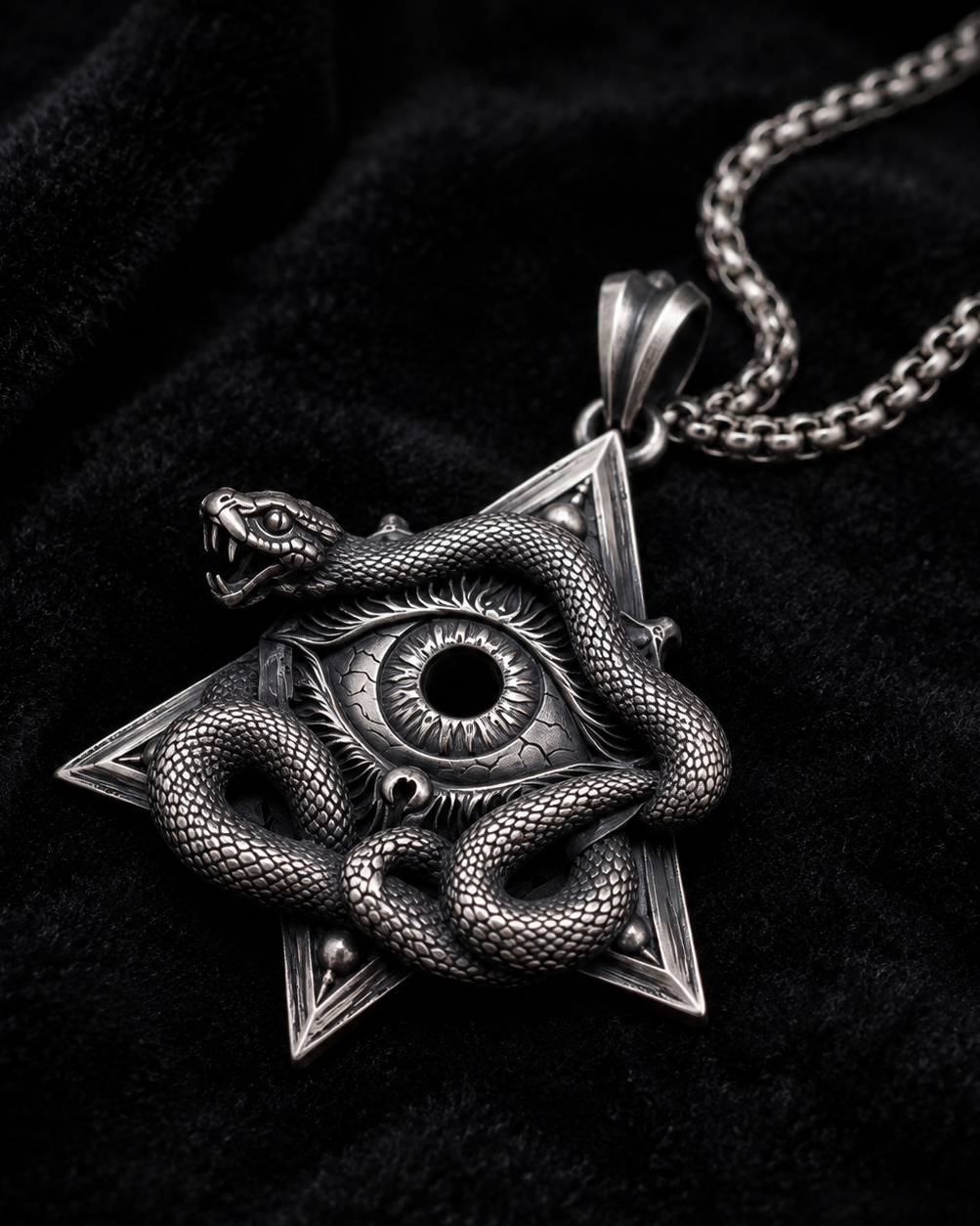 All-Seeing Eye Serpent Pendant, back or personalization view
