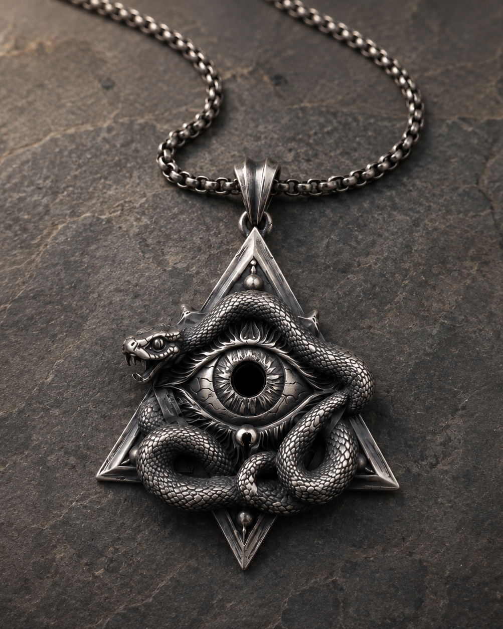 All-Seeing Eye Serpent Pendant, dimensions view