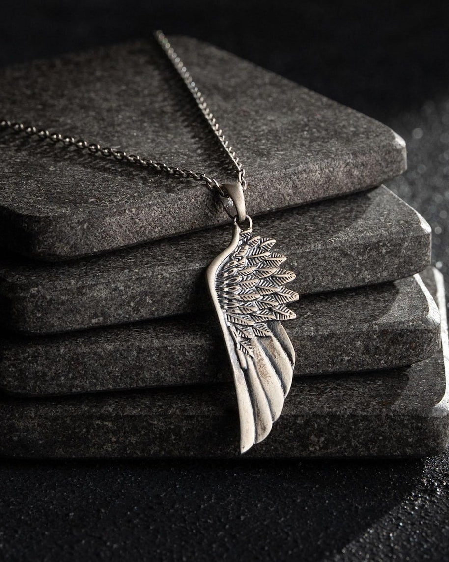 Angel Wing 925 Silver Pendant, alternate front view