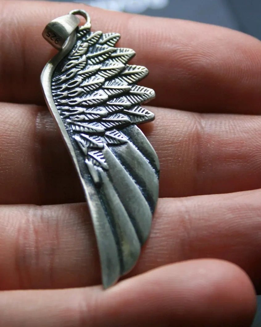 Angel Wing 925 Silver Pendant, dimensions view