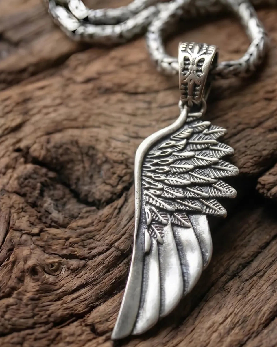 Angel Wing 925 Silver Pendant, front view