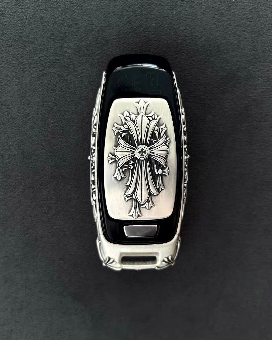 Audi Key Shell in Sterling Silver with Audi Vehicle Background - Lifestyle Scene Reflecting Understated Luxury Timeless Design Driver's Companion