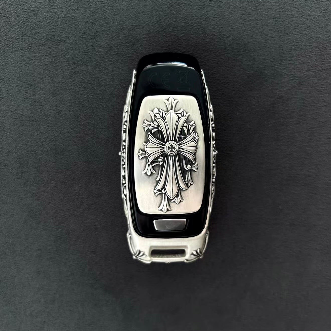 Audi Key Shell in Sterling Silver with Audi Vehicle Background - Lifestyle Scene Reflecting Understated Luxury Timeless Design Driver's Companion