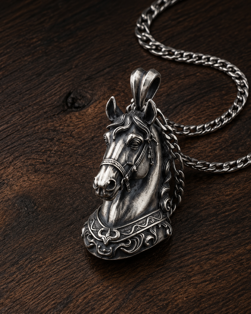 Baroque Horse Head Pendant, back or personalization view