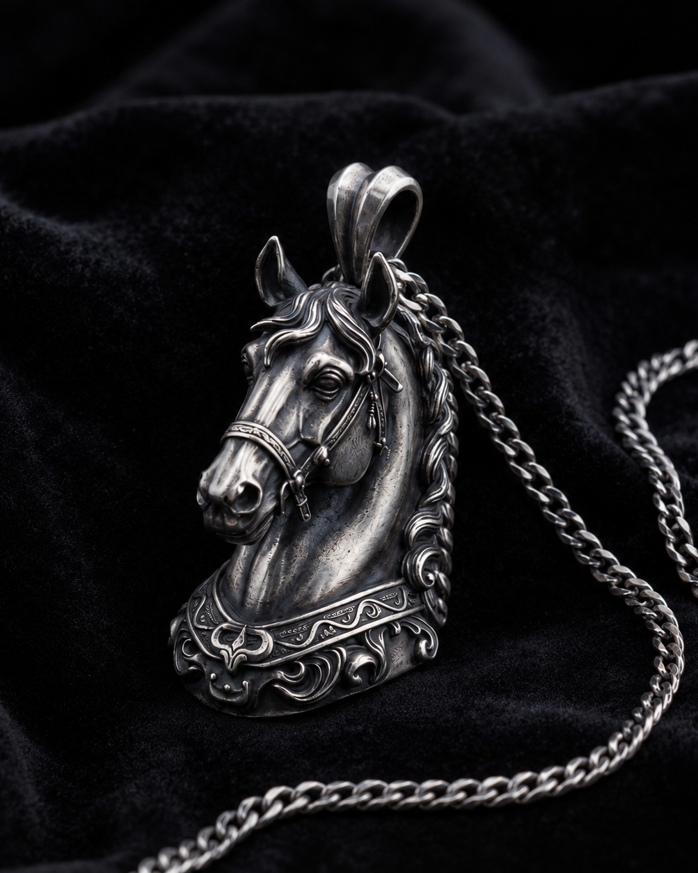 Baroque Horse Head Pendant, dimensions view