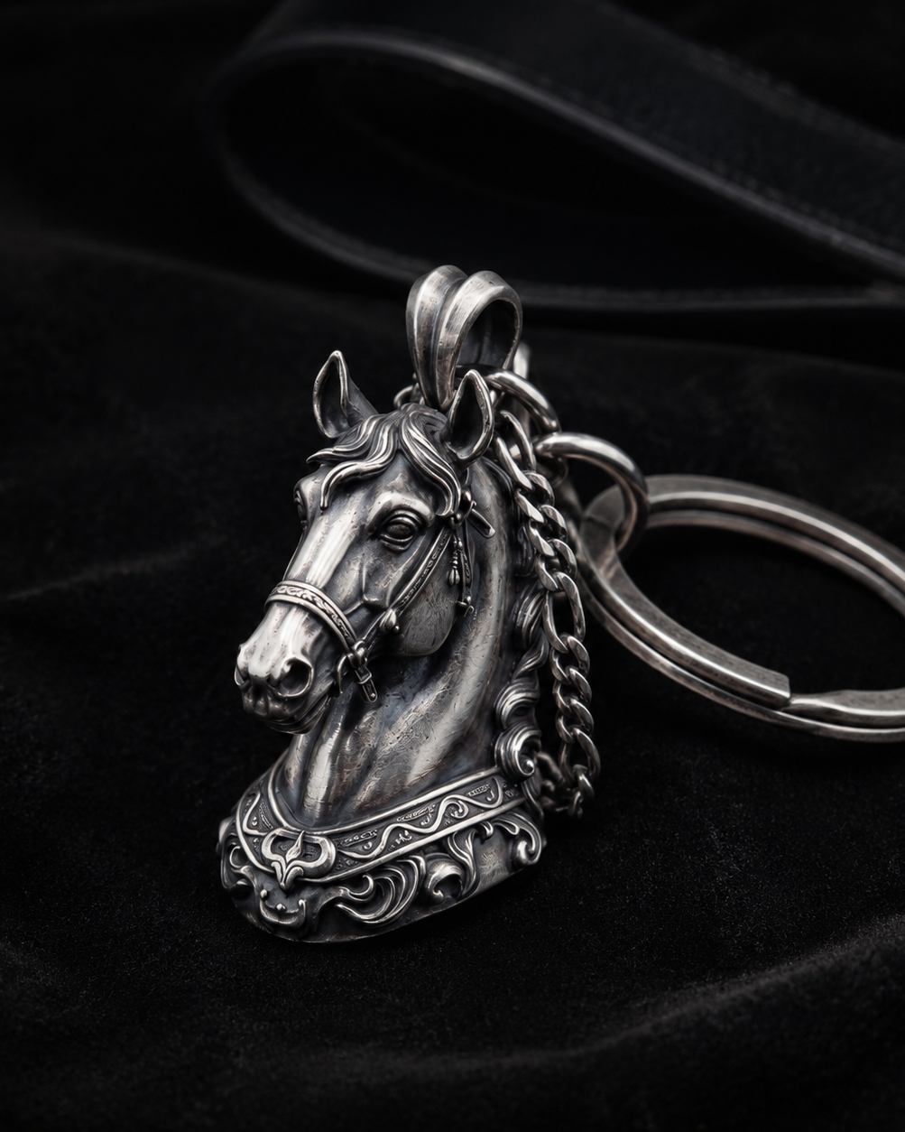 Baroque Horse Head Pendant, held for scale