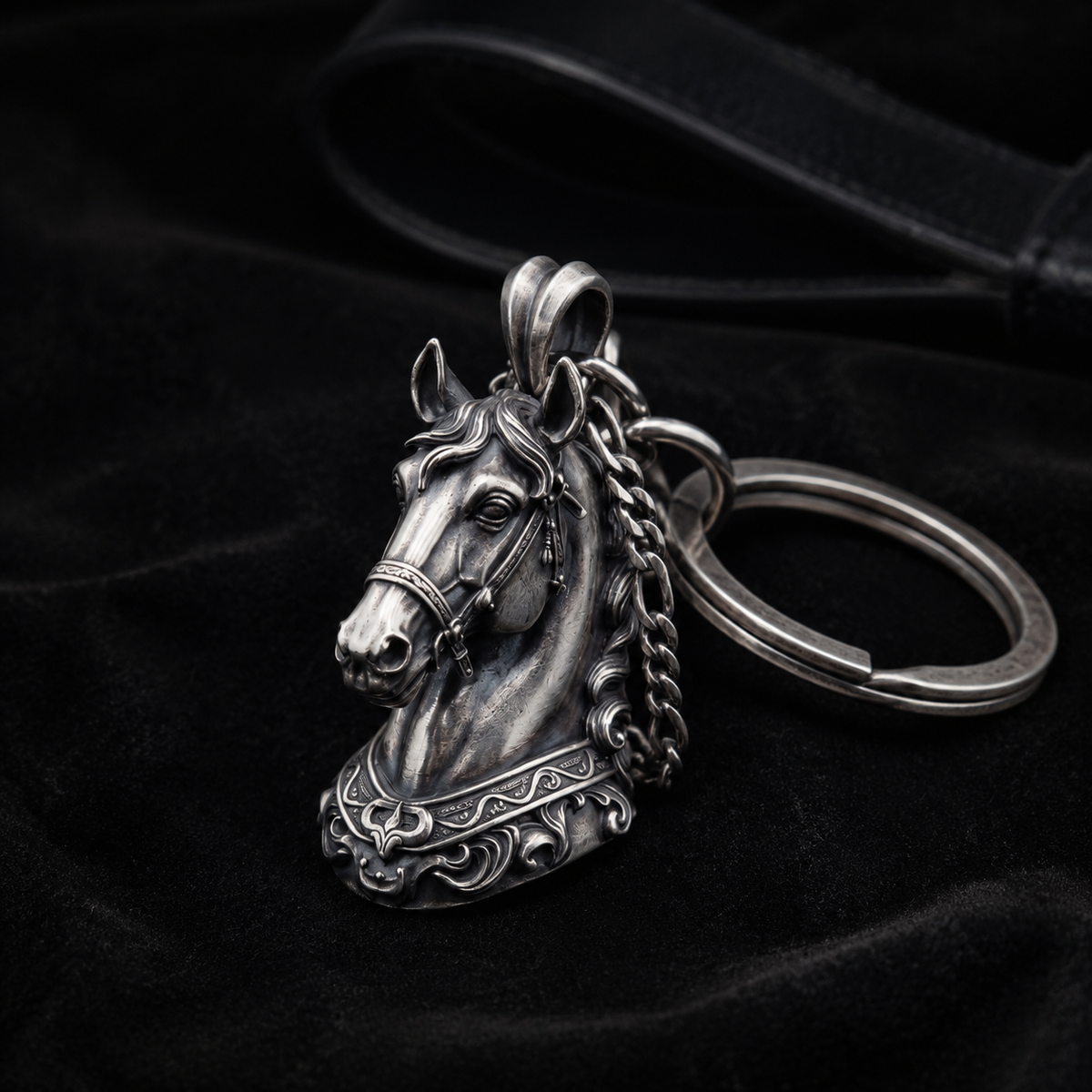 Baroque Horse Head Pendant, held for scale