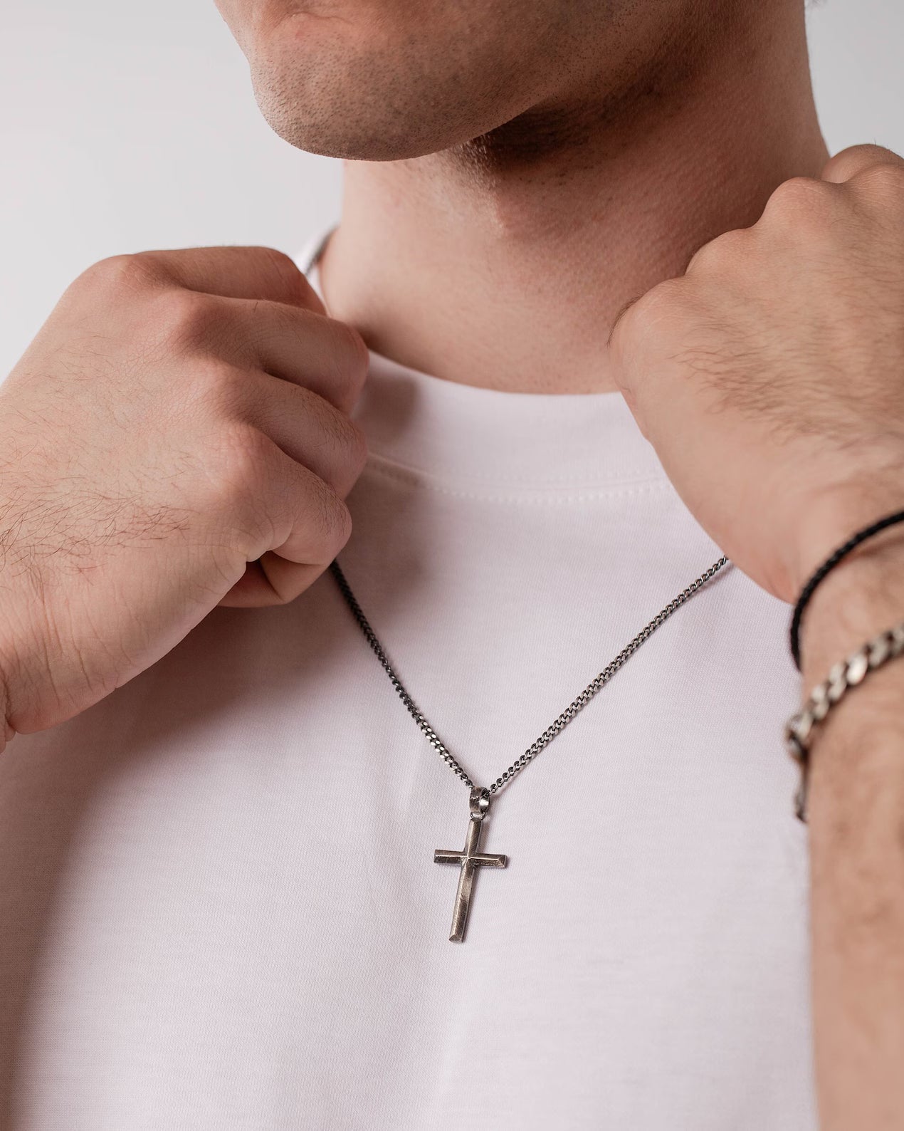 Bible Verse 925 Silver Cross Pendant, back view