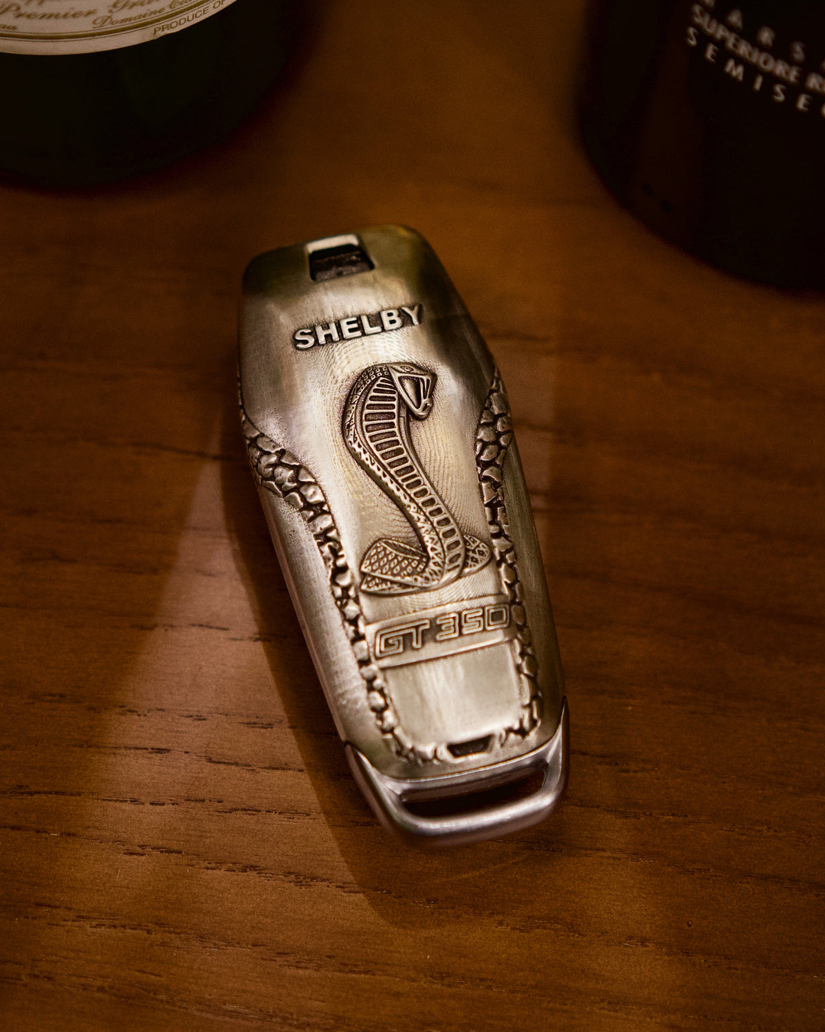 Ford Mustang Shelby GT350 Silver Key Case, side profile