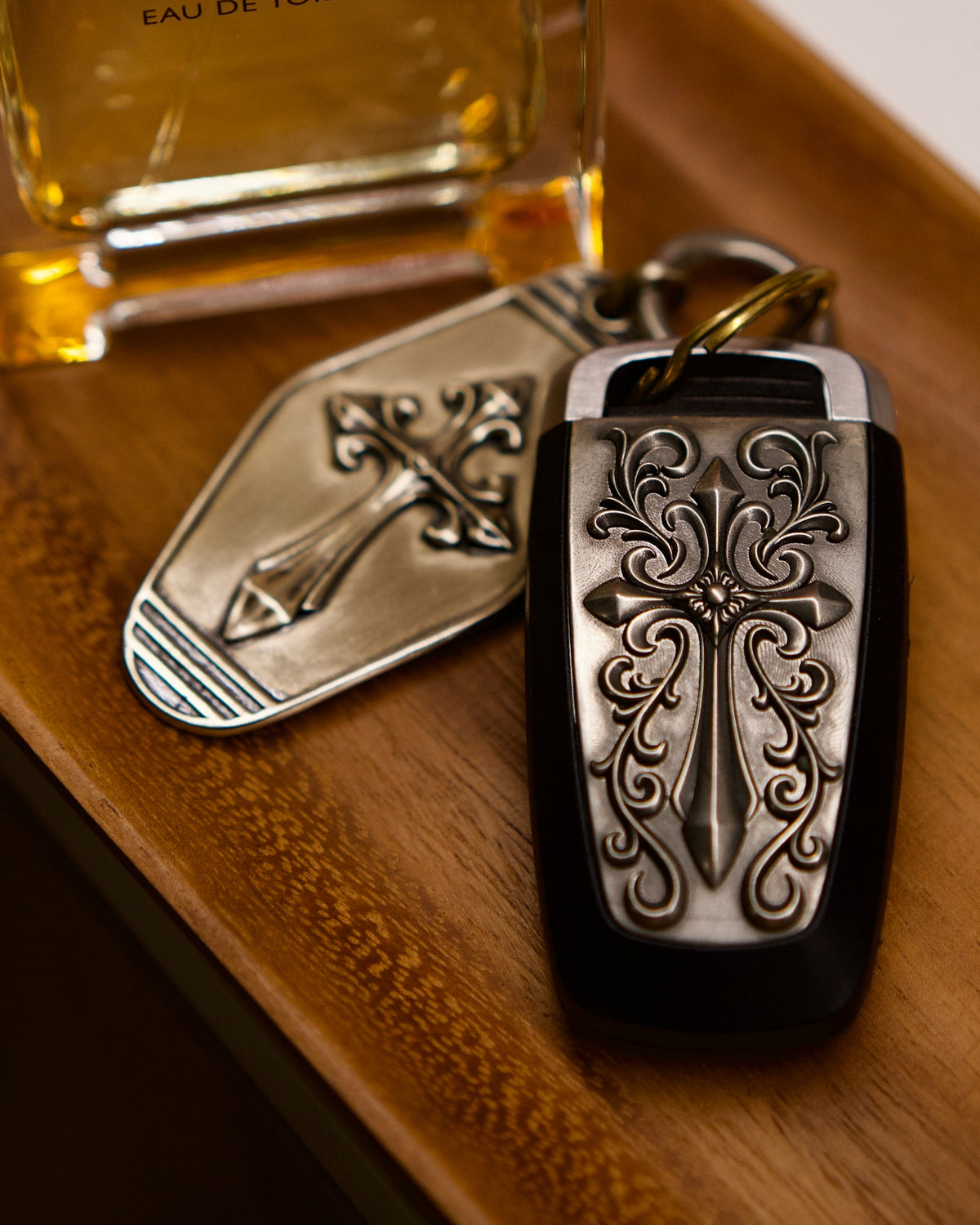 Ford Mustang Silver Key Case, lifestyle display