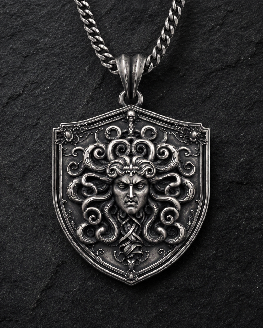 Gorgon's Shield Medusa Pendant, close-up detail