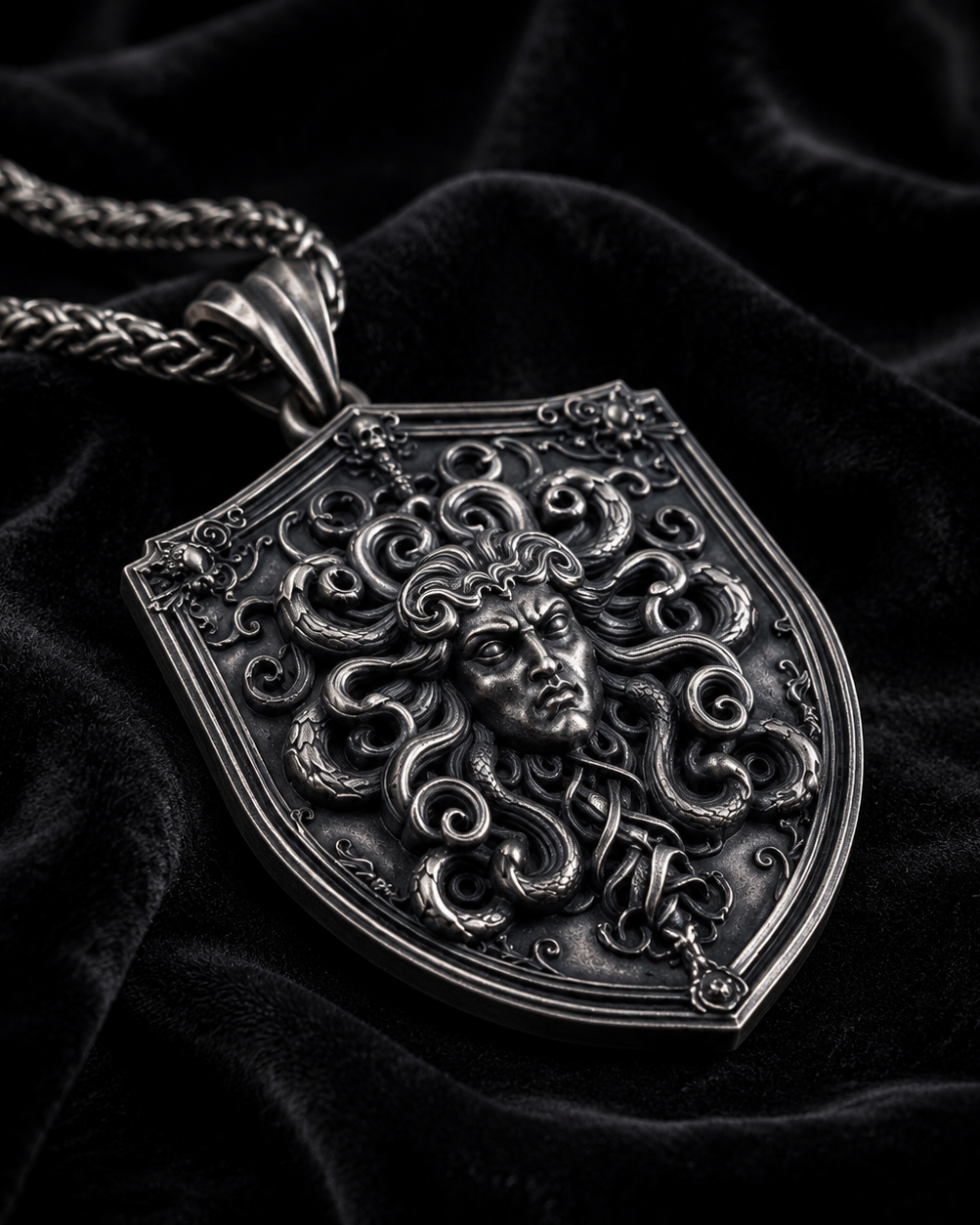 Gorgon's Shield Medusa Pendant, side profile