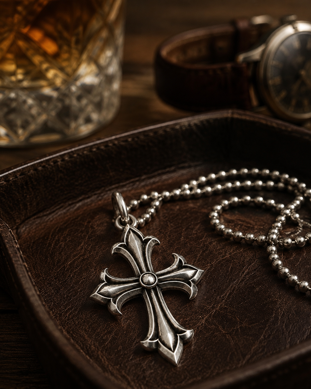 Gothic Cross 925 Silver Necklace, alternate car-key pairing