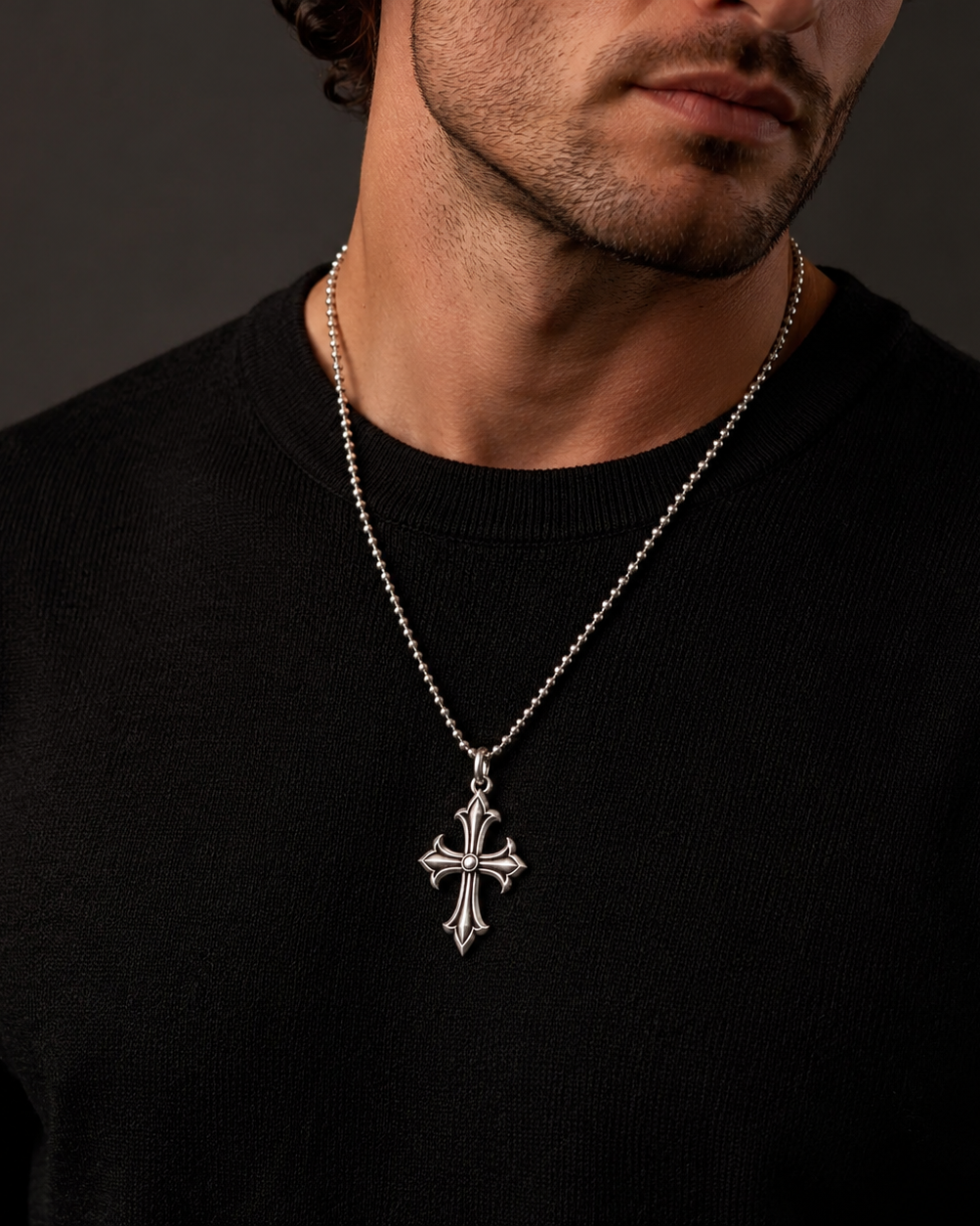 Handcrafted silver accessory, back view