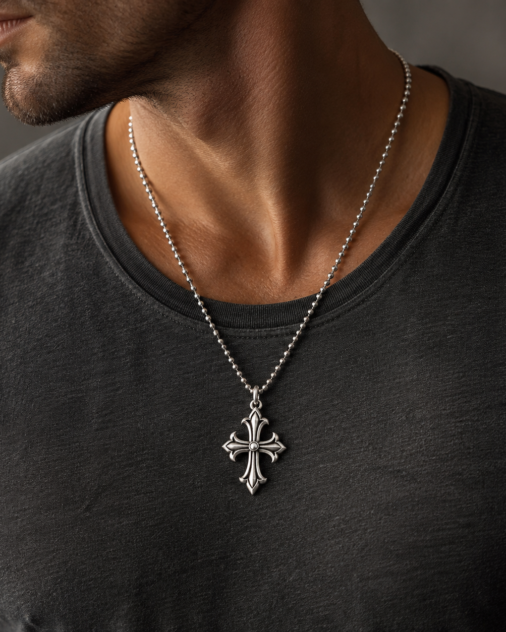 Handcrafted silver accessory, lifestyle display