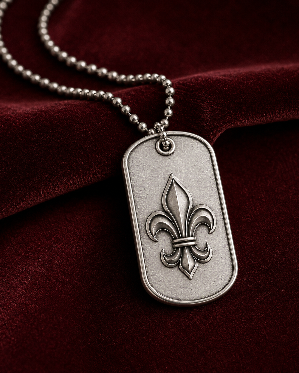 Ignis Flower-de-Luce 925 Silver I.D. Tag, back view