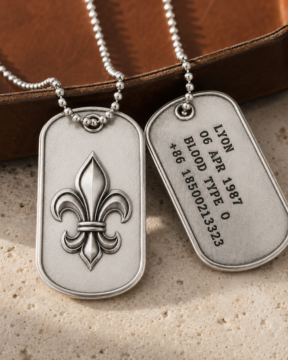 Ignis Flower-de-Luce 925 Silver I.D. Tag, front product view