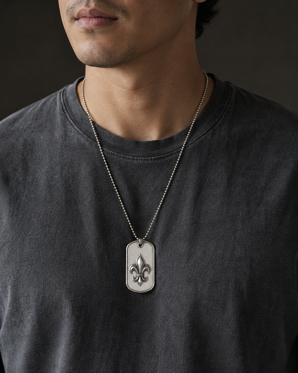 Ignis Flower-de-Luce 925 Silver I.D. Tag, personalized back example
