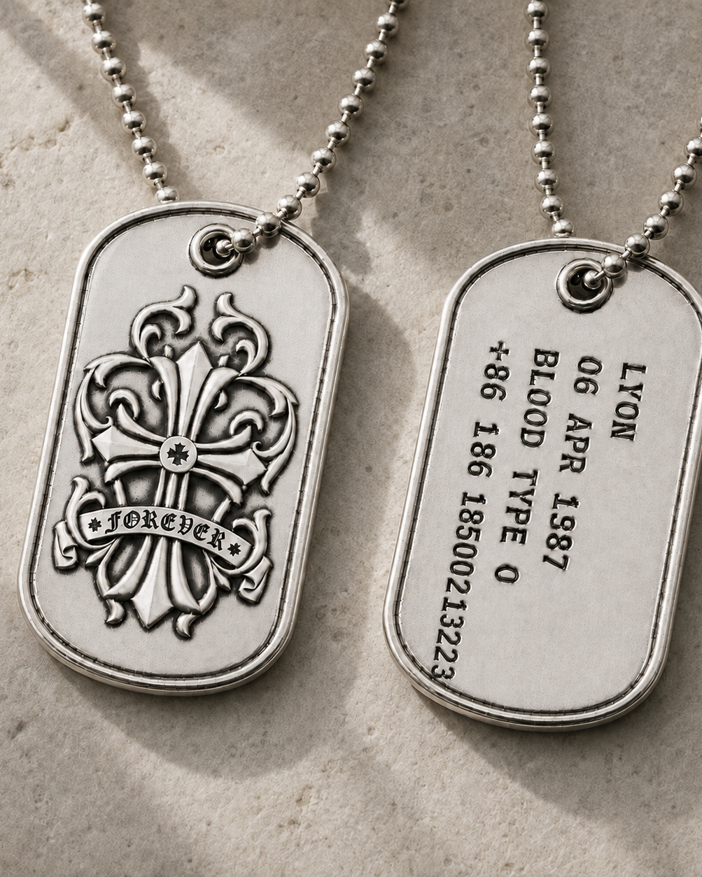 Ignis Identity Forever 925 Silver Tag, front view beside a car key