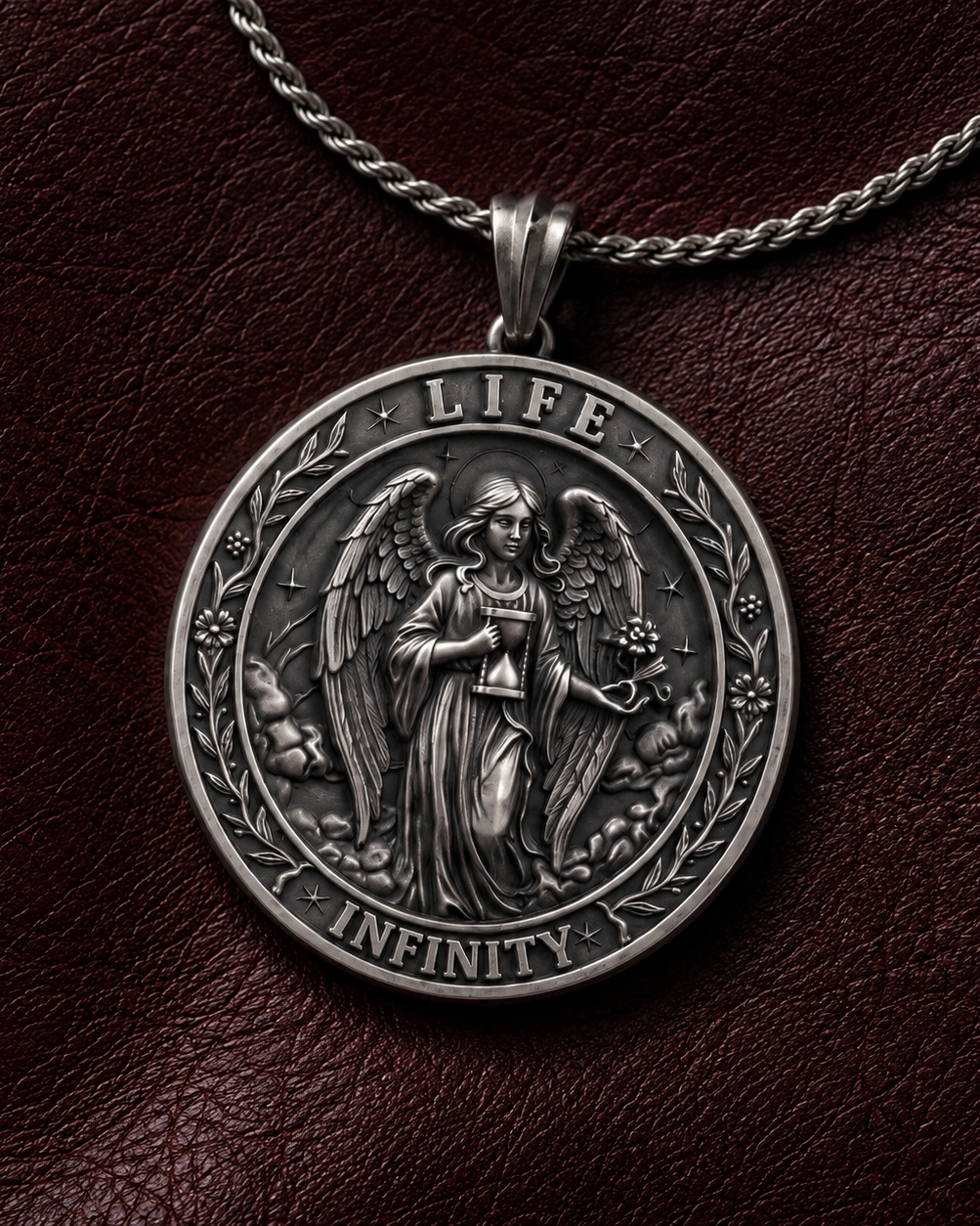 Life & Death Double-Sided Medallion, displayed on a dark surface