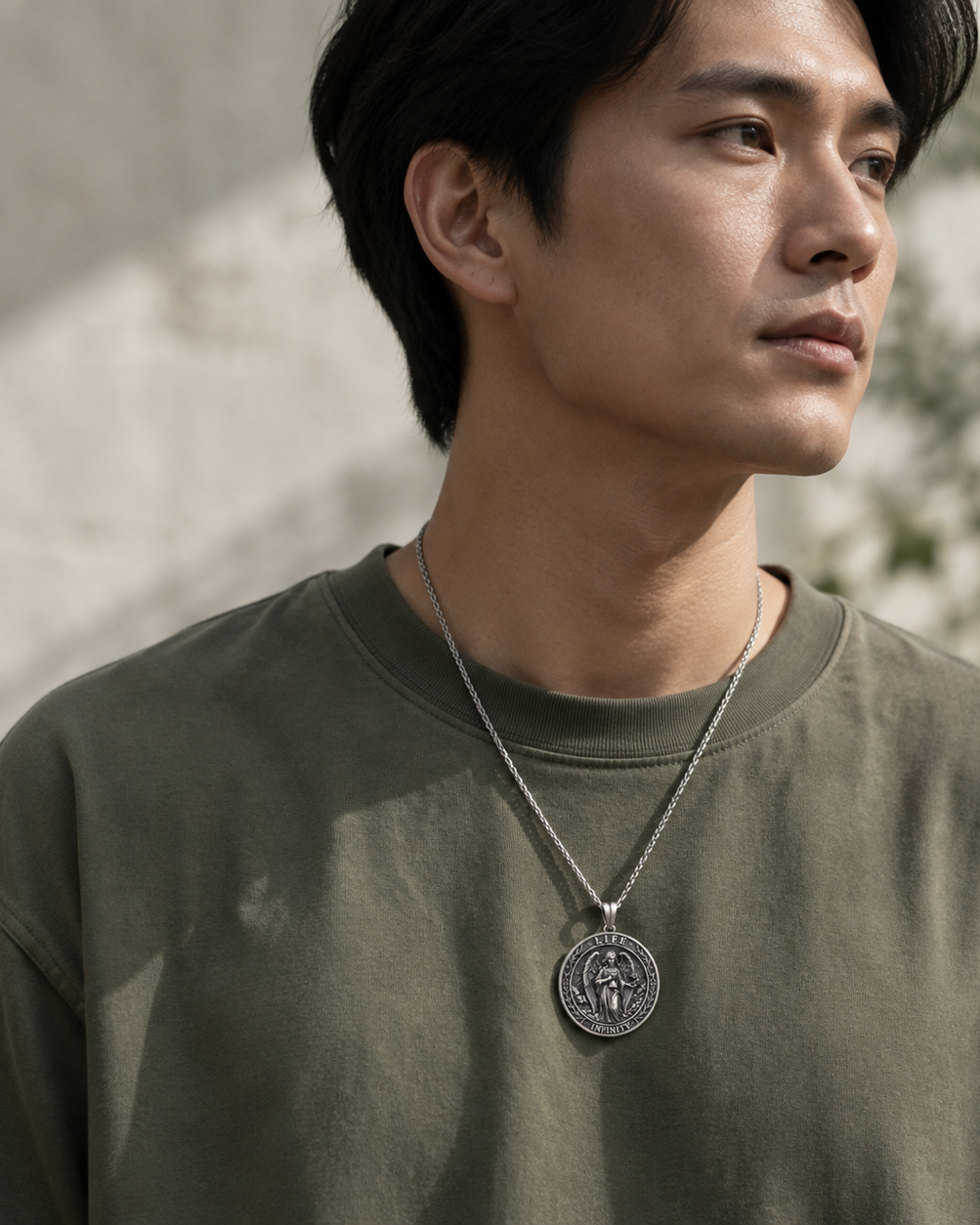 Life & Death Double-Sided Medallion, worn on a chain