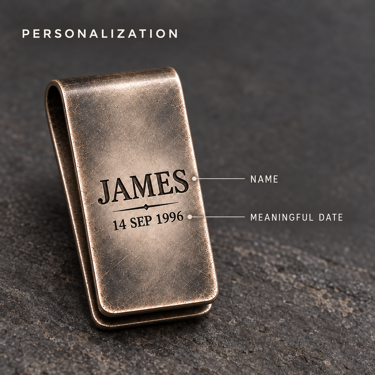 Money clip personalization guide for a custom name and meaningful date