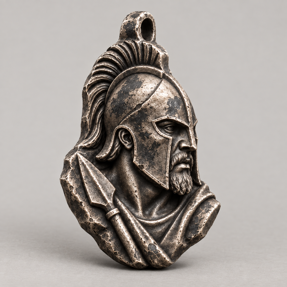 Ares keychain charm design preview, oblique view