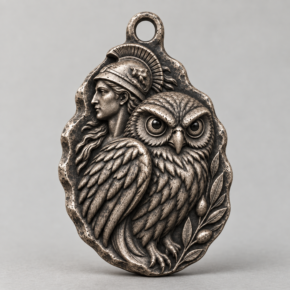 Athena keychain charm design preview, front view