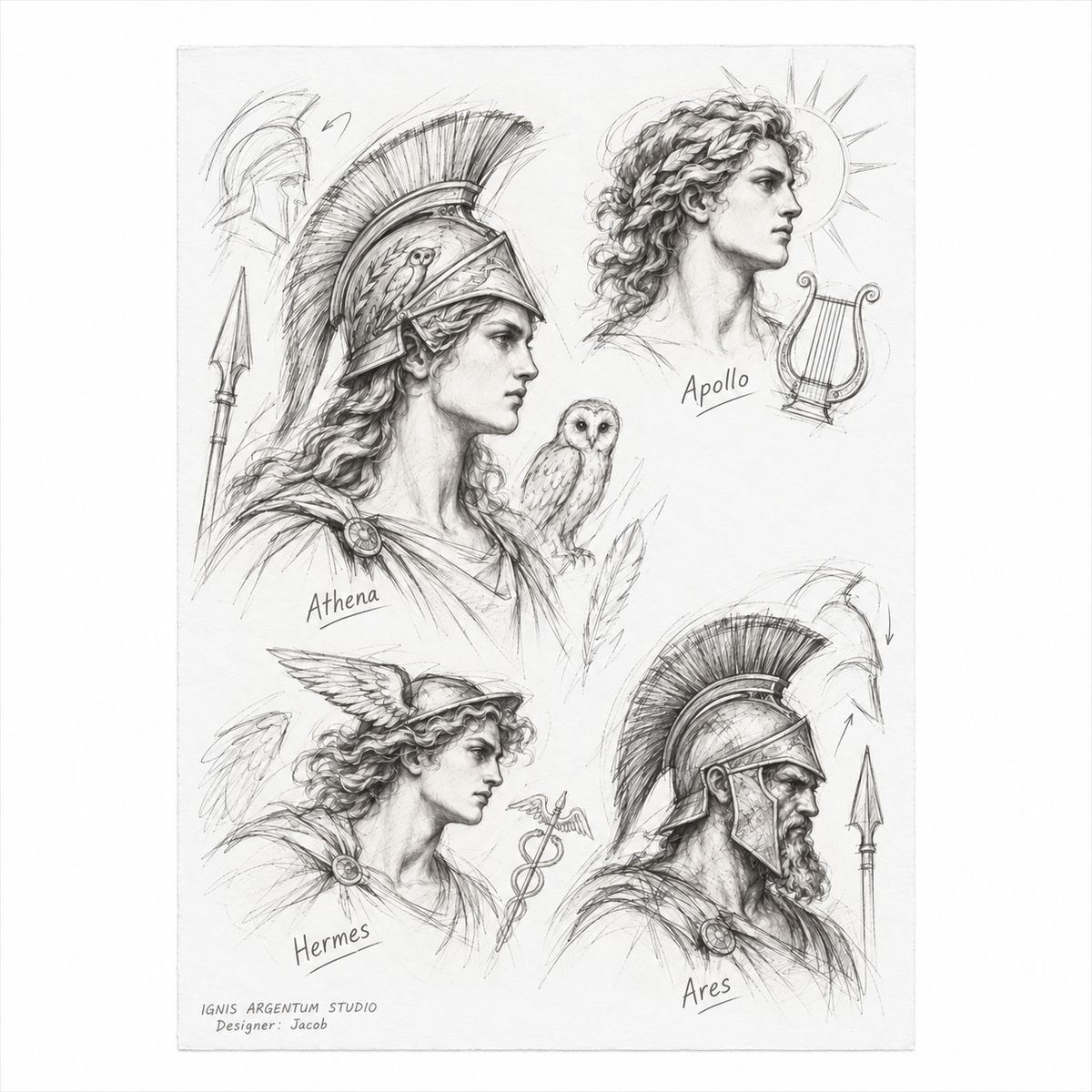 Sketch Apollo Athena Ares Hermes — design visualization