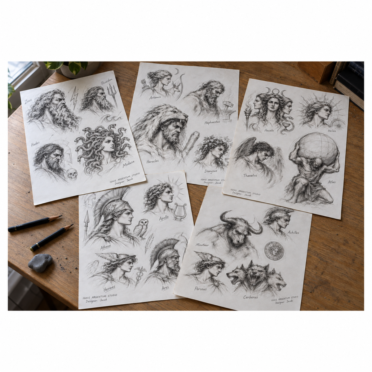 Sketch Sheets On Desk — design visualization