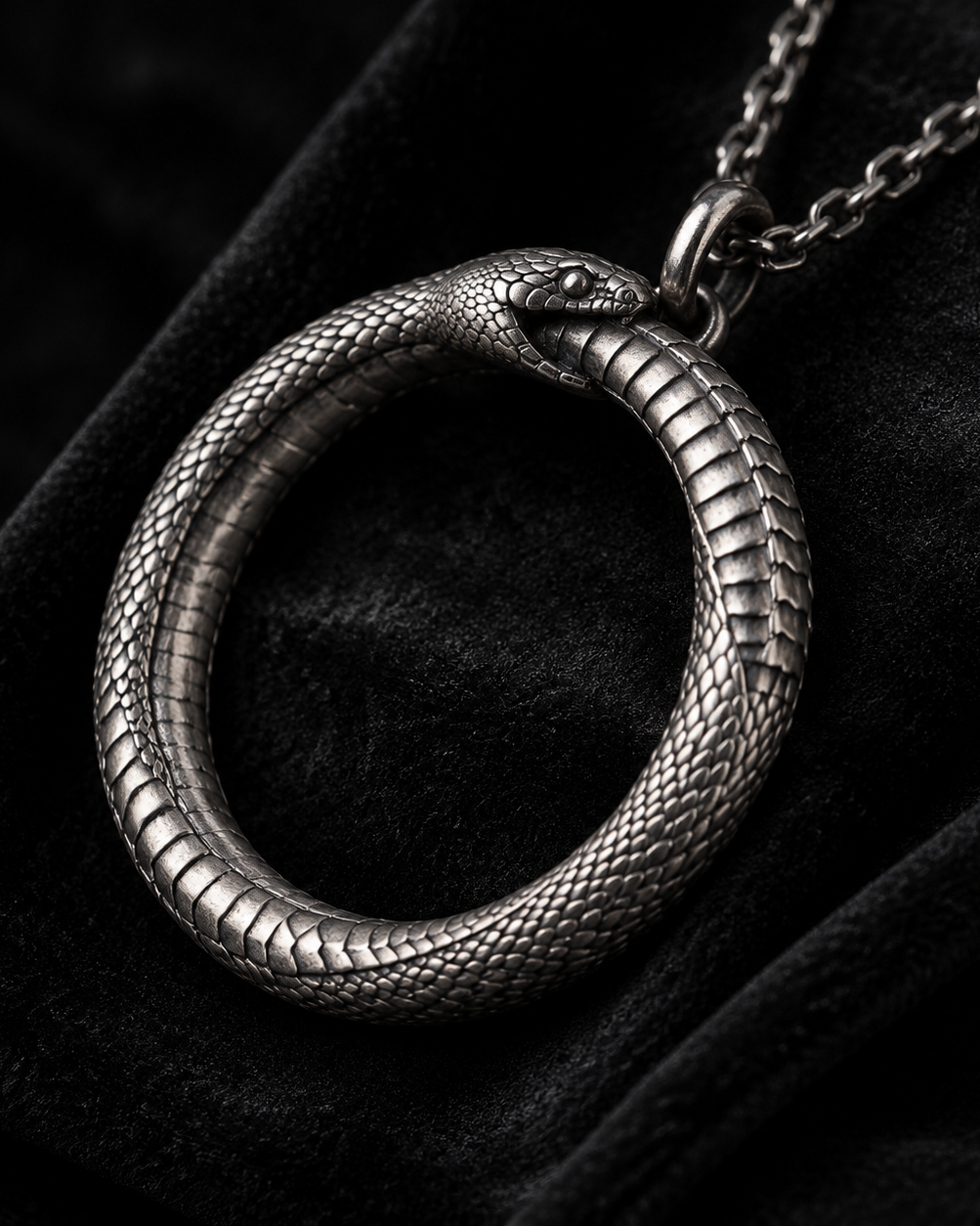 Ouroboros Serpent Circle Pendant, alternate front view