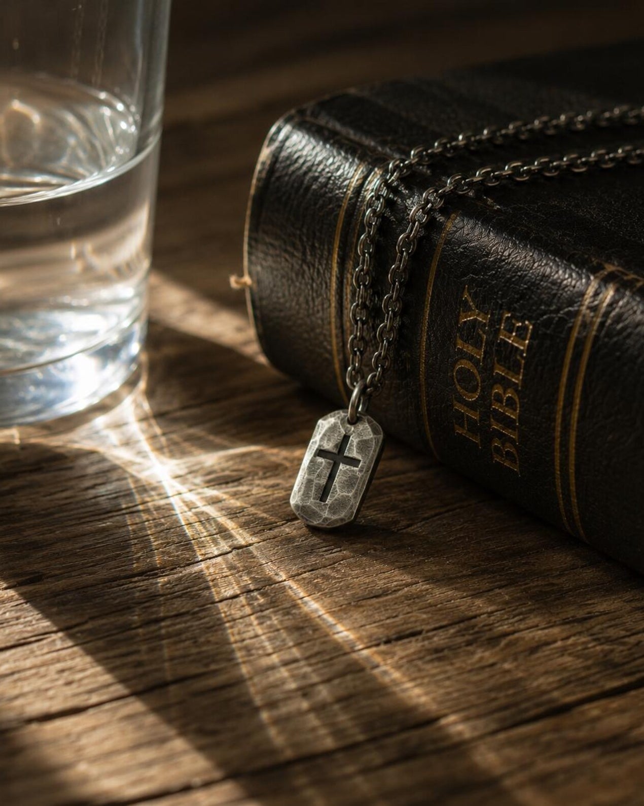 Personalized 925 Silver Dog Tag Cross Pendant, front product view