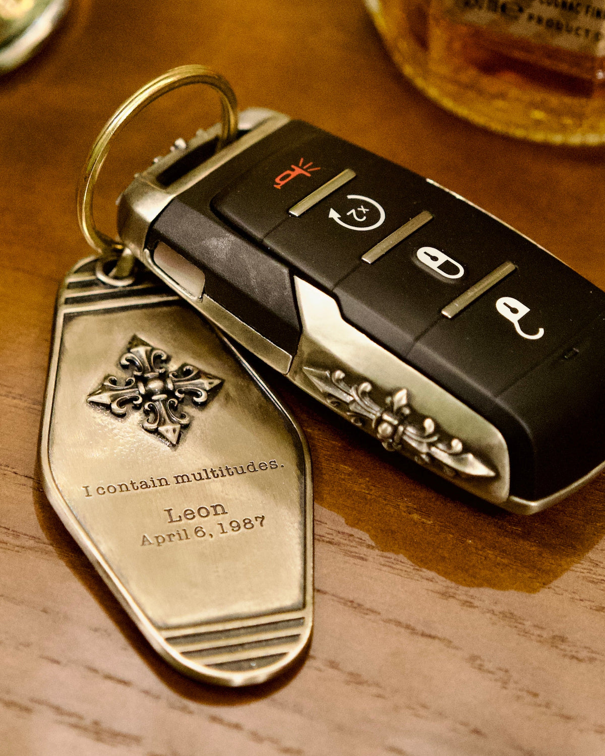 RAM TRX Silver Key Case, back engraving detail