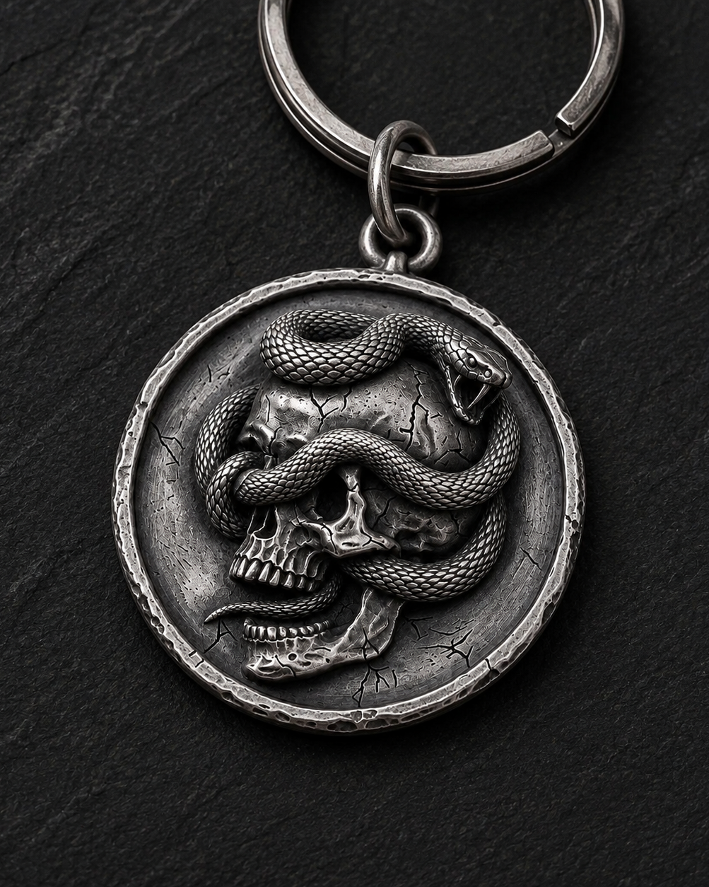 Serpent Skull Medallion Pendant, alternate front view
