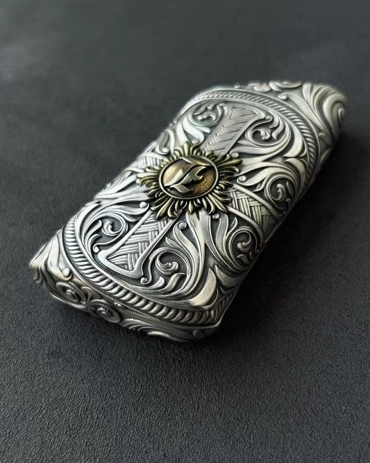 Back view showing continuous floral scrollwork pattern on 925 Sterling Silver