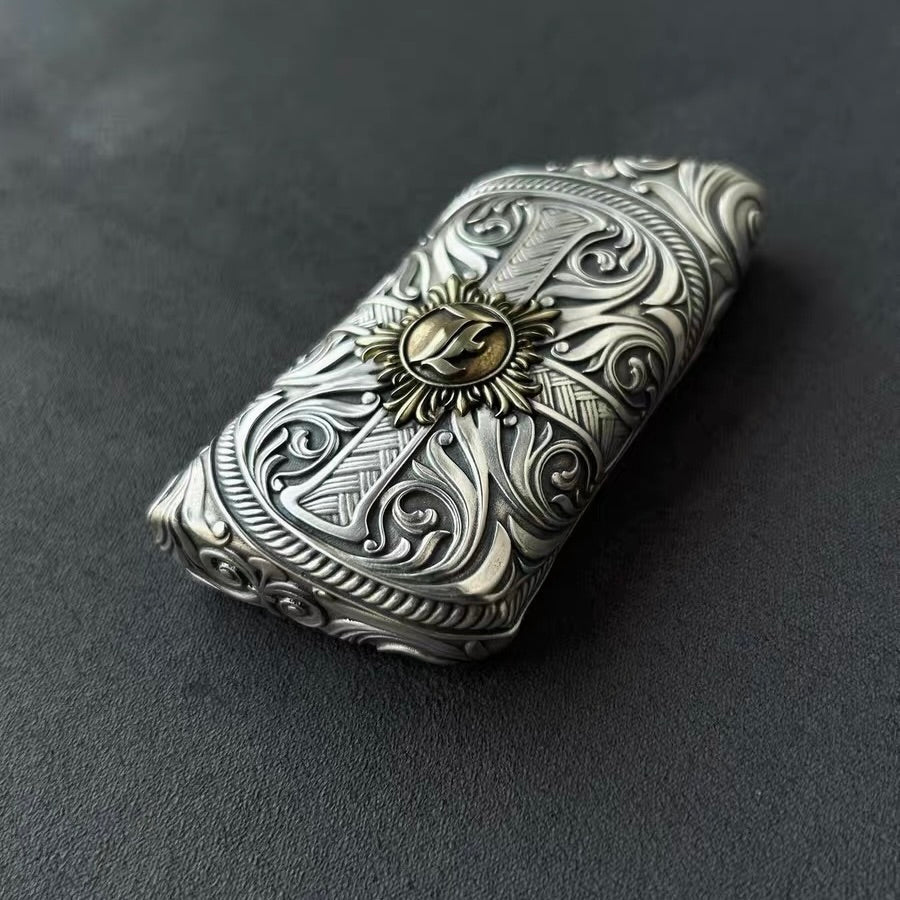 Back view showing continuous floral scrollwork pattern on 925 Sterling Silver