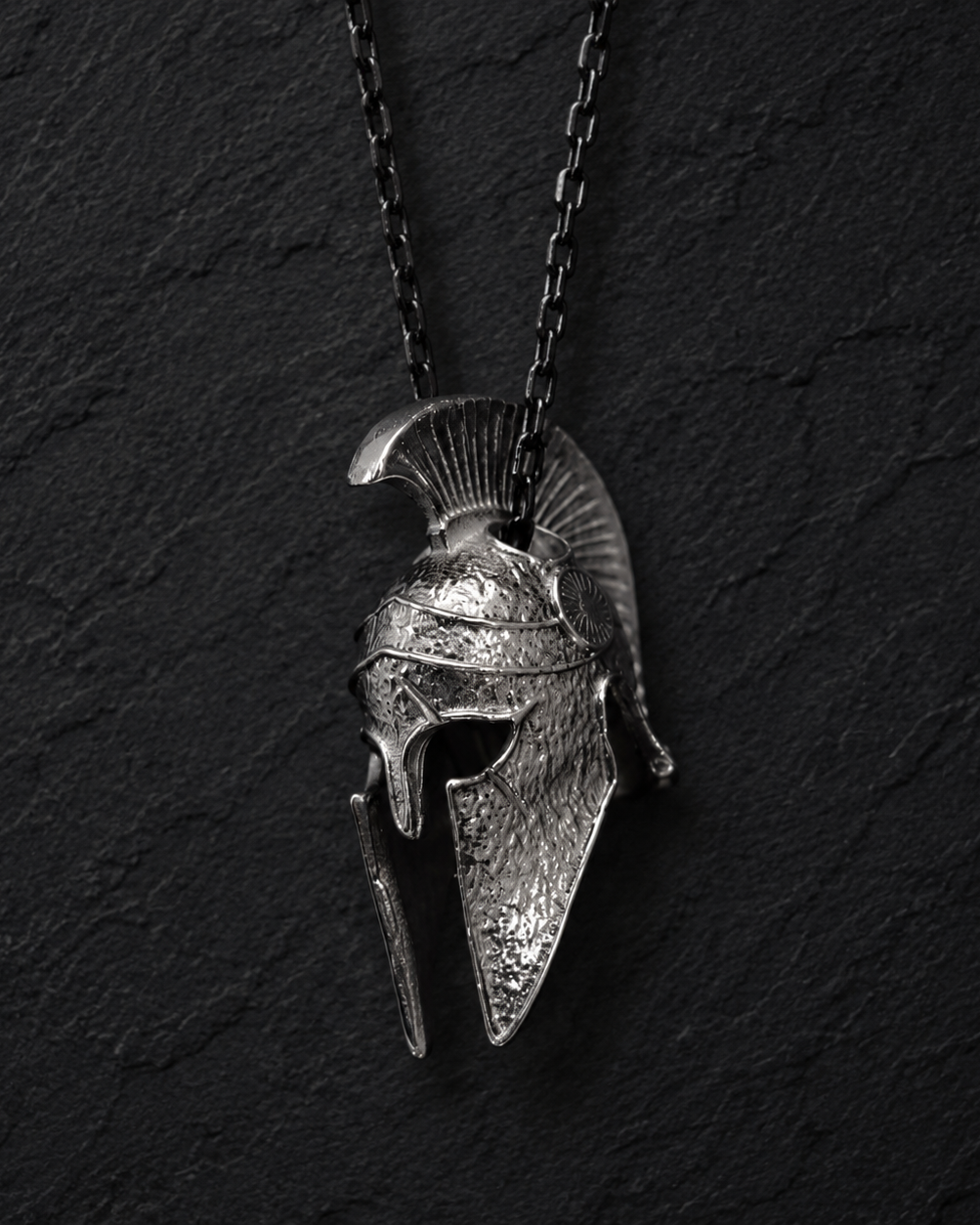 Spartan Helmet Talisman Pendant, close-up detail