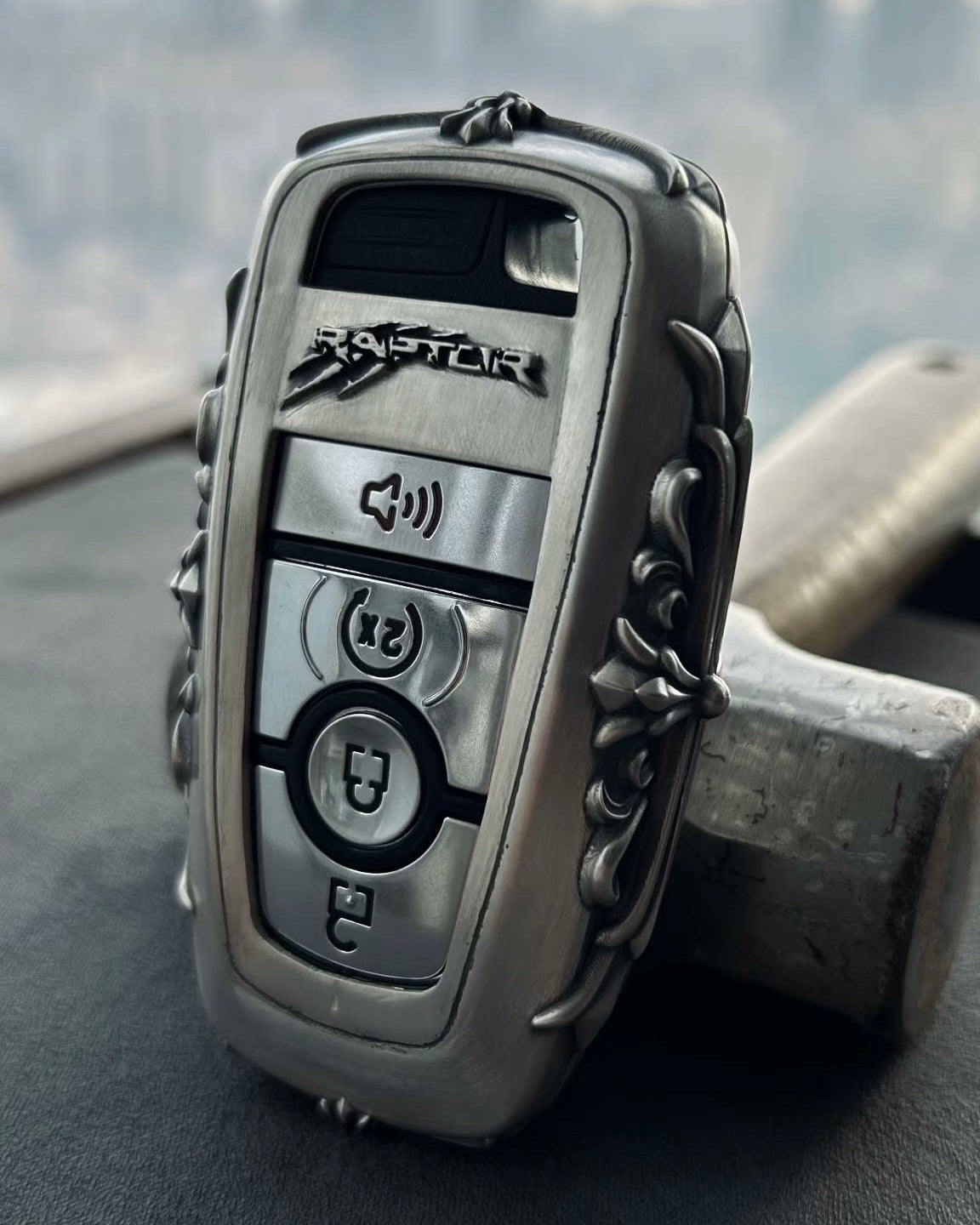 Ford Bronco Raptor Silver Key Case, side profile