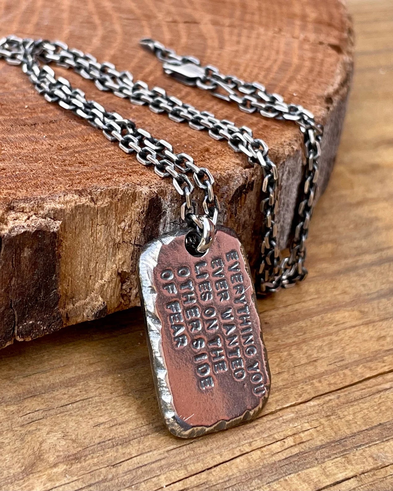Engraved Men's 925 Silver I.D. Tag Necklace, personalized back example