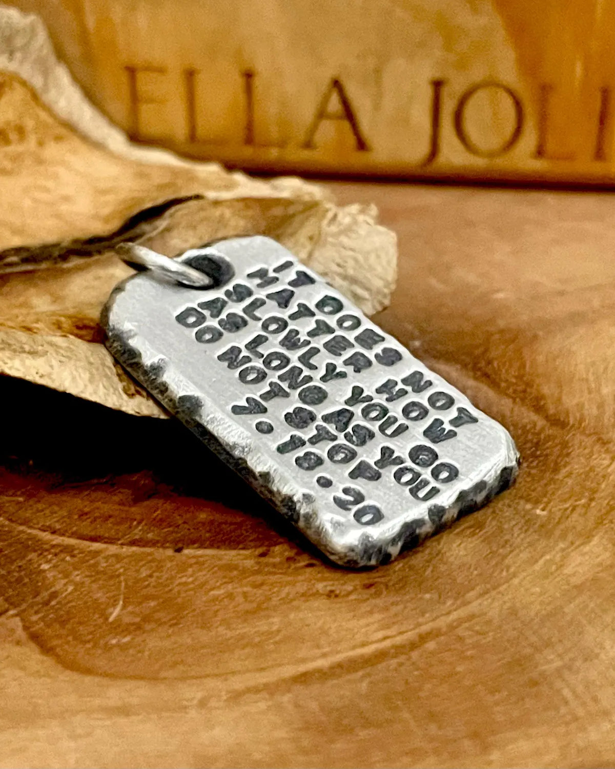 Engraved Men's 925 Silver I.D. Tag Necklace, engraved front detail