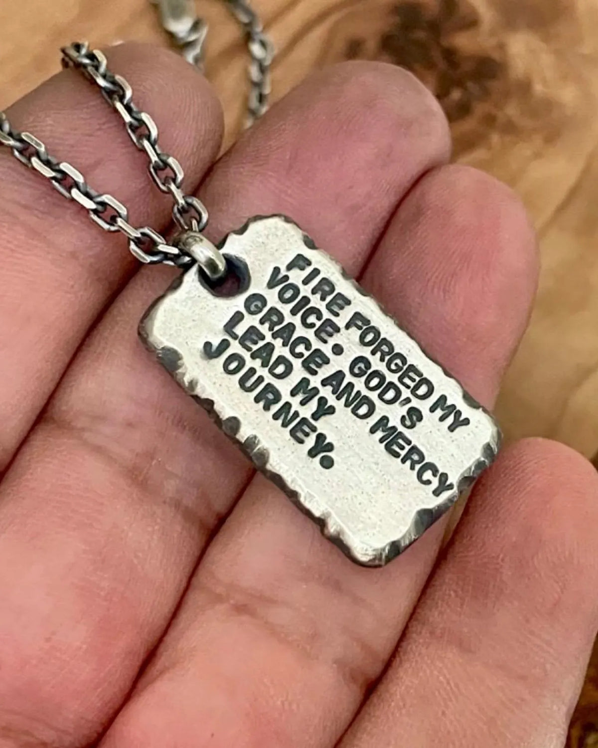 Engraved Men's 925 Silver I.D. Tag Necklace, back view