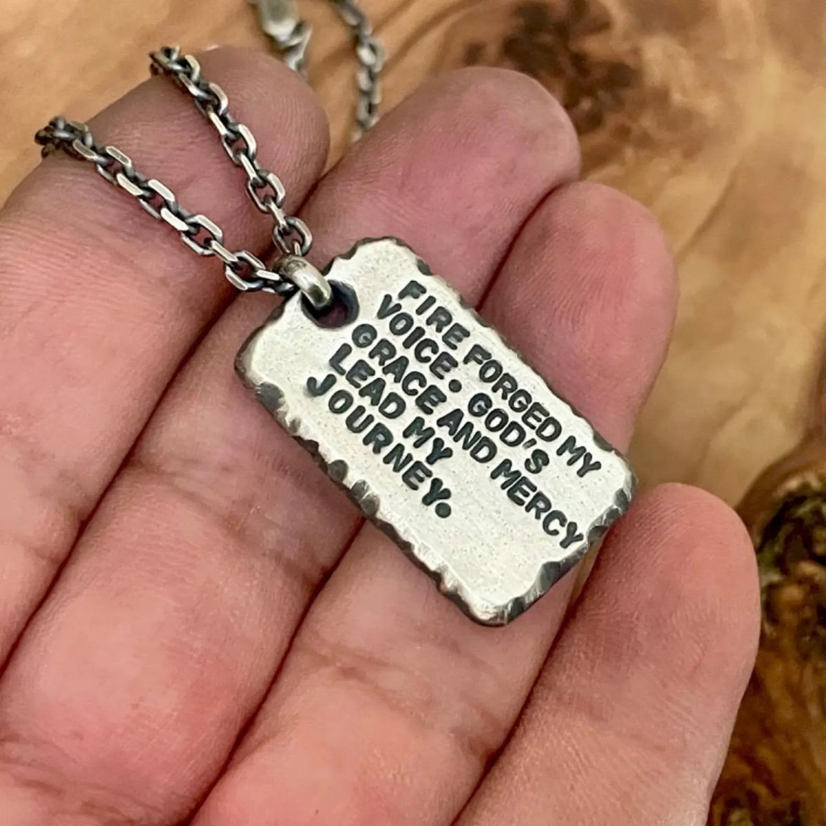 Engraved Men's 925 Silver I.D. Tag Necklace, back view